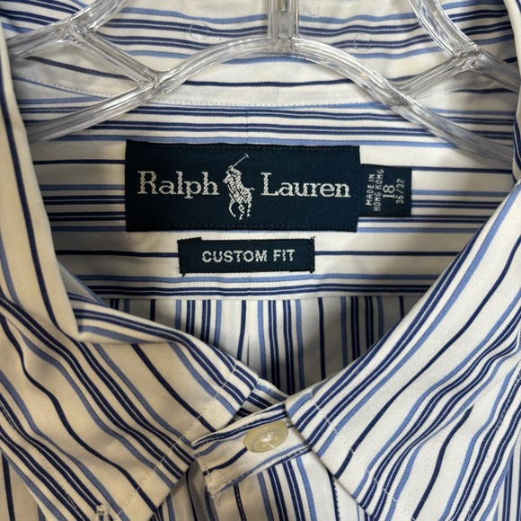 Ralph Lauren Shirt Men’s 18 36/37. Custom Fit Long Sleeve Button Down - Picture 4 of 7